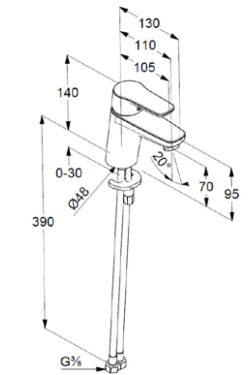VIGOUR Einhand-Waschtischbatterie derby V3 XS Piccolo ohne Ablaufgarnitur verchromt