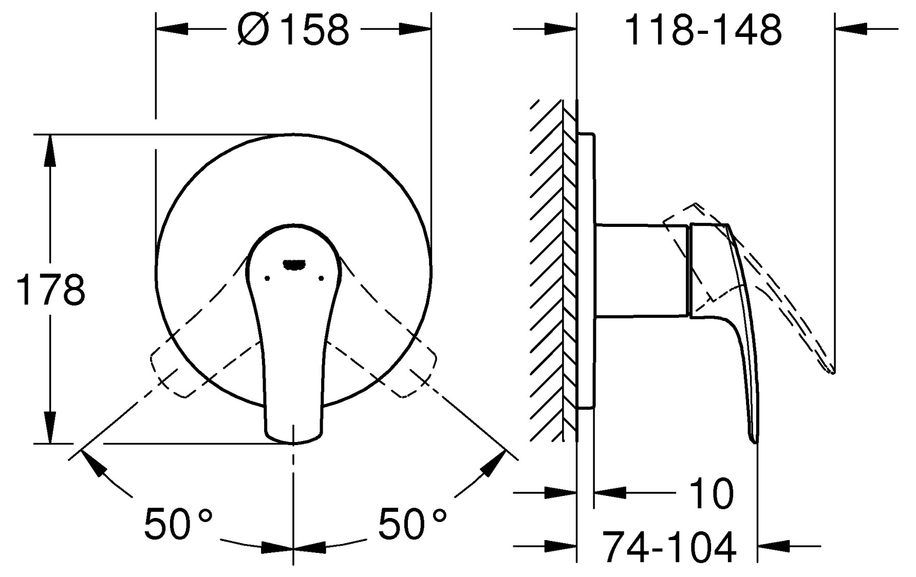 GROHE Brausebatterie Eurosmart chrom 24042003, Fertigmontageset für Rapido SmartBox - Bild 2