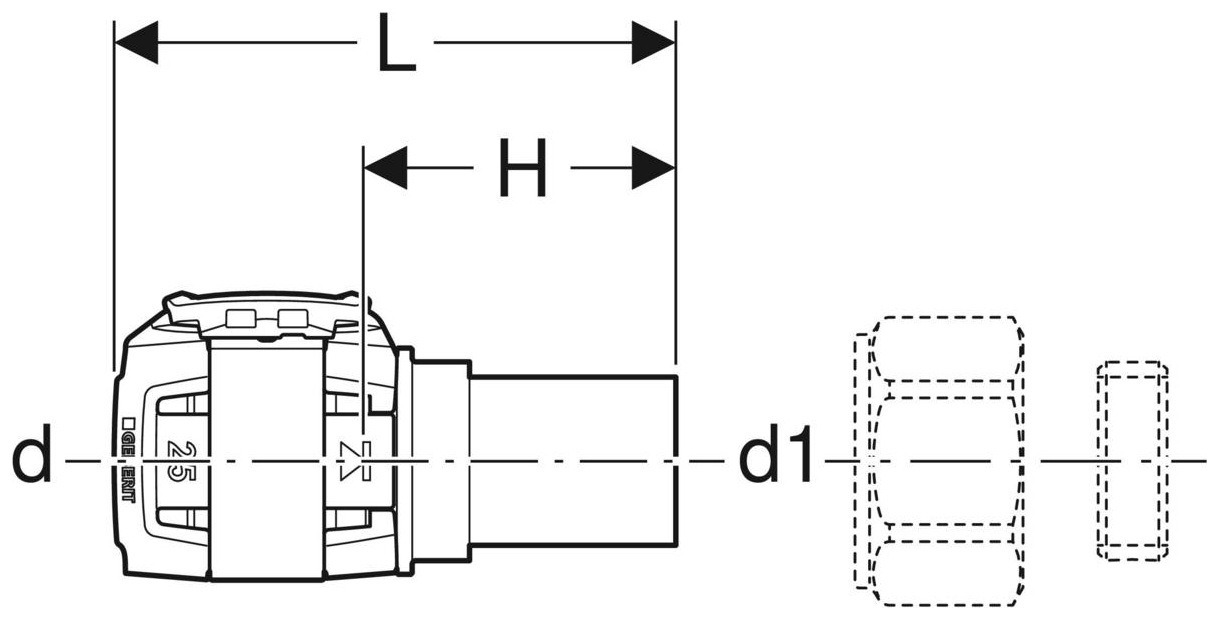 Geberit FlowFit Übergang auf Kupferrohr-Klemmringverschraubung 16x15mm SiBr/Cu 620.720.00.1 - Bild 2