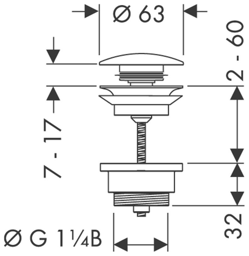 Hansgrohe Ablaufgarnitur Push-Open 1 1/4'' verchromt, mit Überlaufloch 50100000 - Bild 2