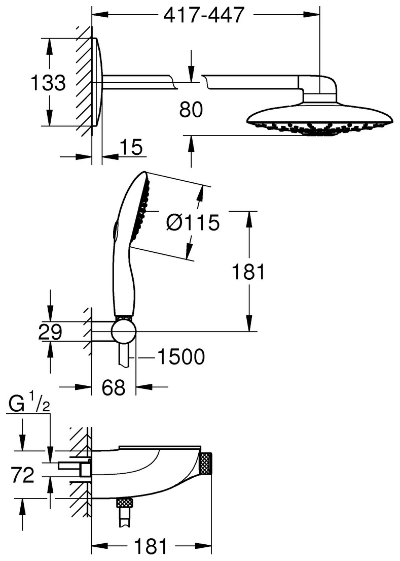 GROHE Duschsystem Rainshower Thermostat Smart Control 360 Duo 26443 chrom