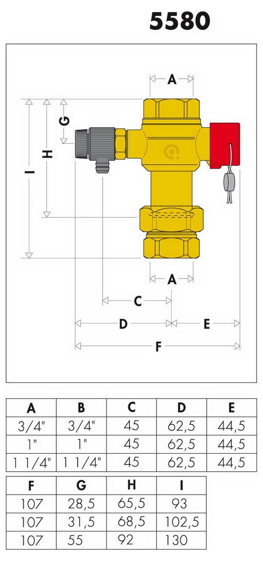 Caleffi Kappenventil für Ausdehnungsgefäß 1'', bis 350 kW, mit Entleerung 558060 - Bild 2