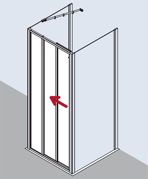 Kermi Ibiza 2000 Gleittür mit Festfeld ST3 750 x 1850 mm ESG klar silber mattglanz I2ST3075181AK - Bild 3