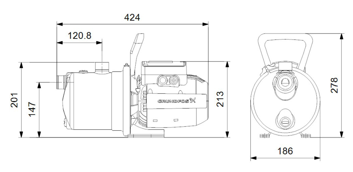 Grundfos Gartenpumpe Jetpumpe JP 4-54, 230V, Förderhöhe 50 m, Kabel 1,5 Meter, 99458768 - Bild 2