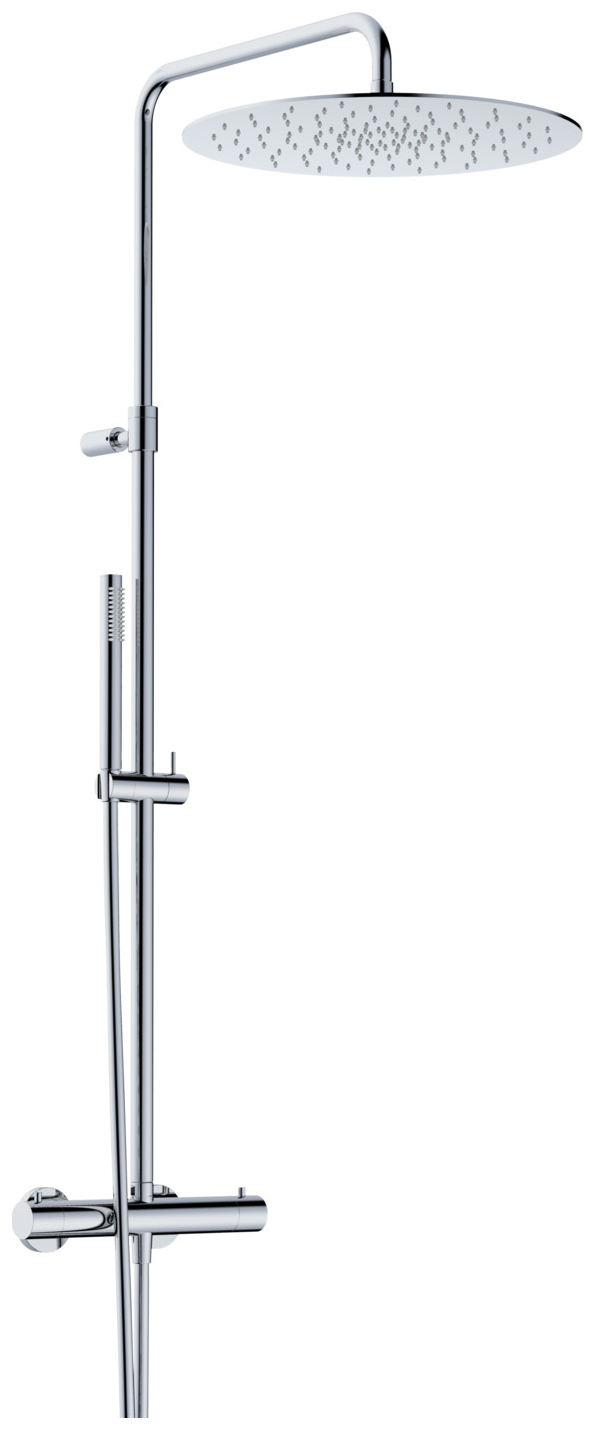 VIGOUR Duschsystem V4 Thermostat Kopfbrause 410mm rund Stabhandbrause und Schlauch verchromt