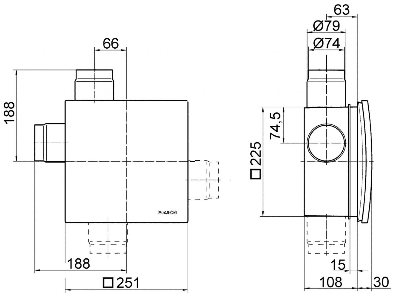 Maico Ventilatoreinsatz ER 60 VZ mit Verzögerungszeitschalter, Abdeckung und Filter 0084.0101 - Bild 2