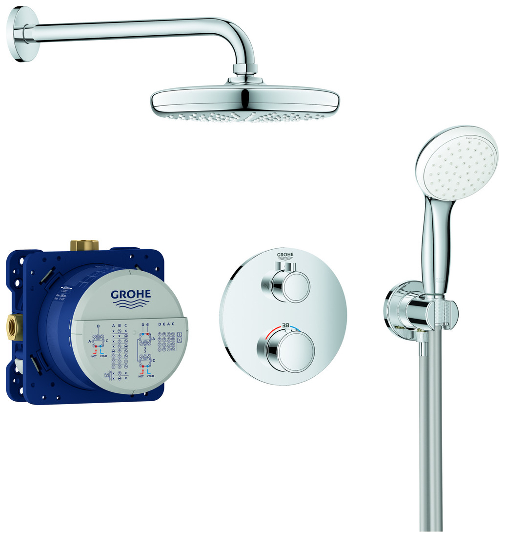 GROHE UP-Duschsystem Grohtherm mit FMS rund/SmartBox/Kopfbrause/Brauseset chrom 34727000 - Bild 1