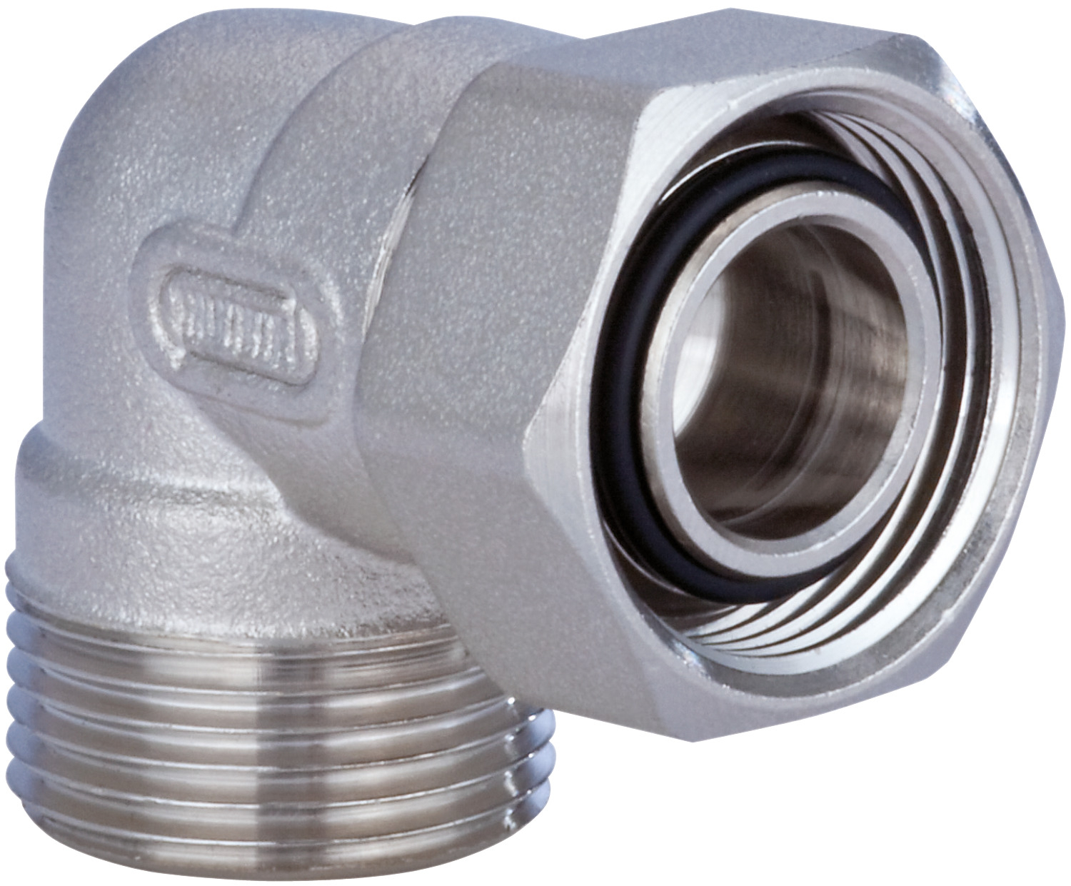 Hummel Kupplungswinkel mit Eurokonus G 3/4'' und Überwurfmutter G 3/4'' Messing vernickelt