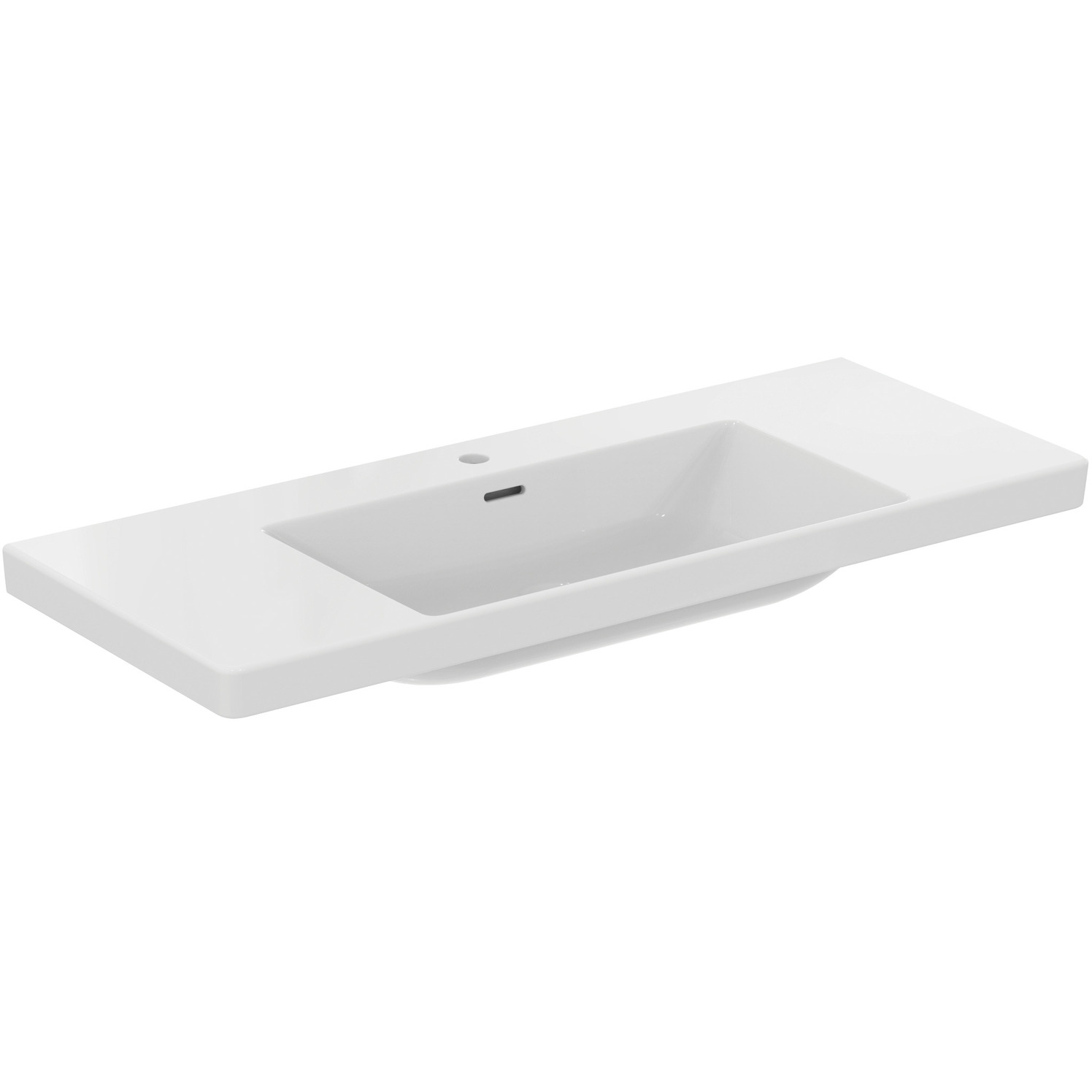 VIGOUR Möbelwaschtisch derby V3 120x48cm PflegetectPlus weiss, Ablage, Hahnloch mit Überlauf