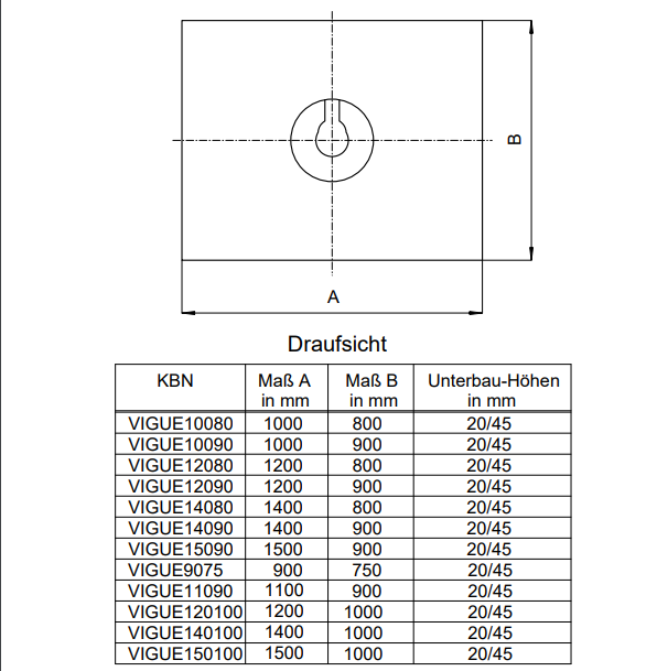 VIGOUR Unterbauelement individual 2.0, 120x 90cm 2cm und 4,5cm, Ablauf mittig - Bild 2