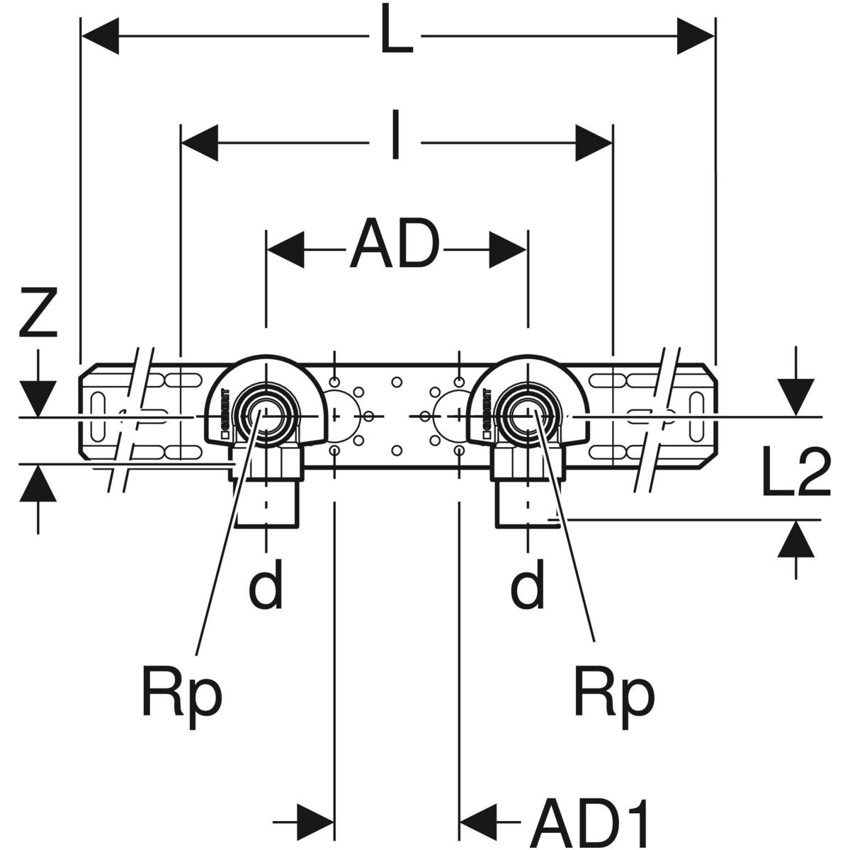 Geberit FlowFit Anschlusswinkel 90° 16mm x Rp 1/2'' vormontiert gedämmt 2-fach Rotguss+ 619.640.00.1 - Bild 3