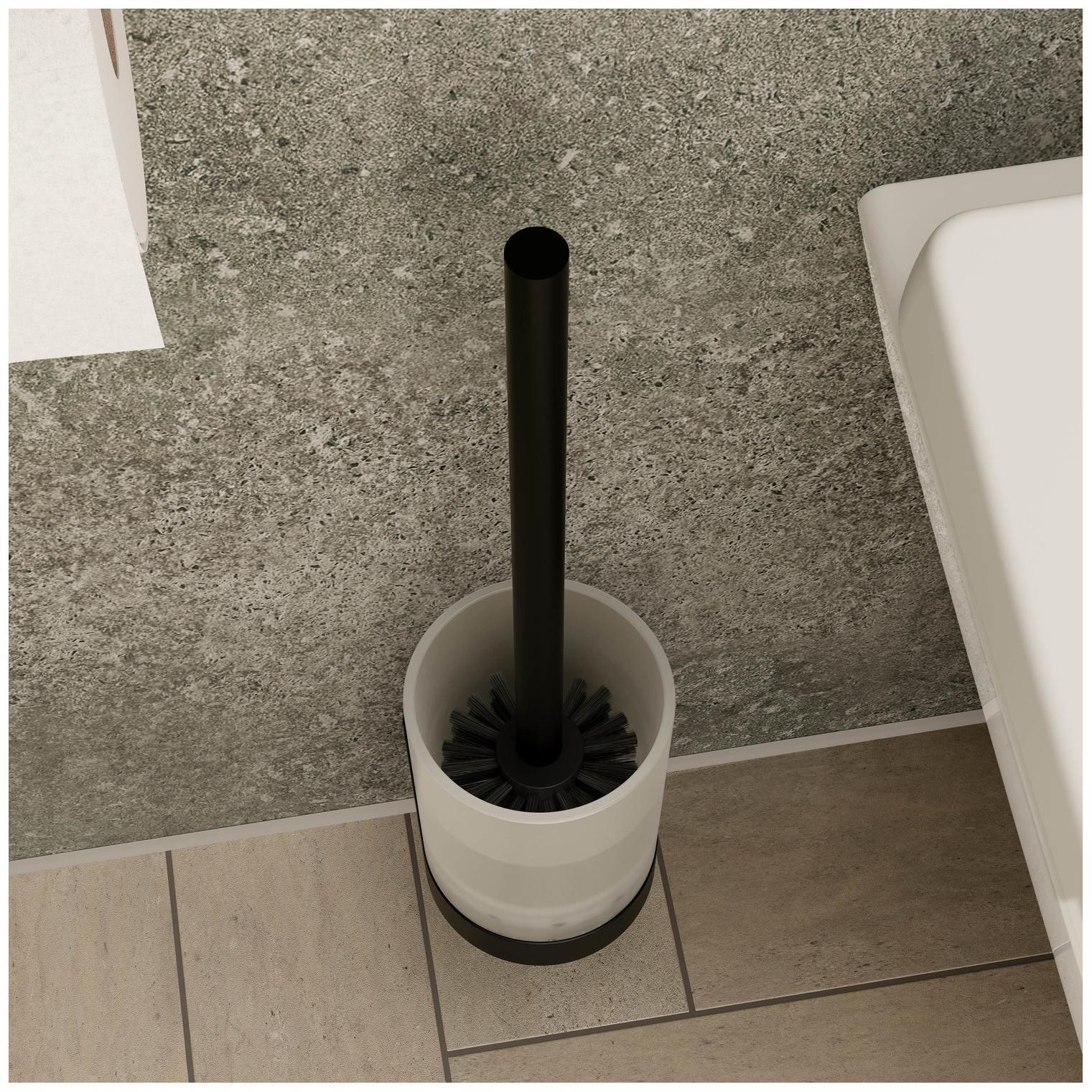 VIGOUR Bürstengarnitur derby V3 mit Glasbehälter schwarzmatt