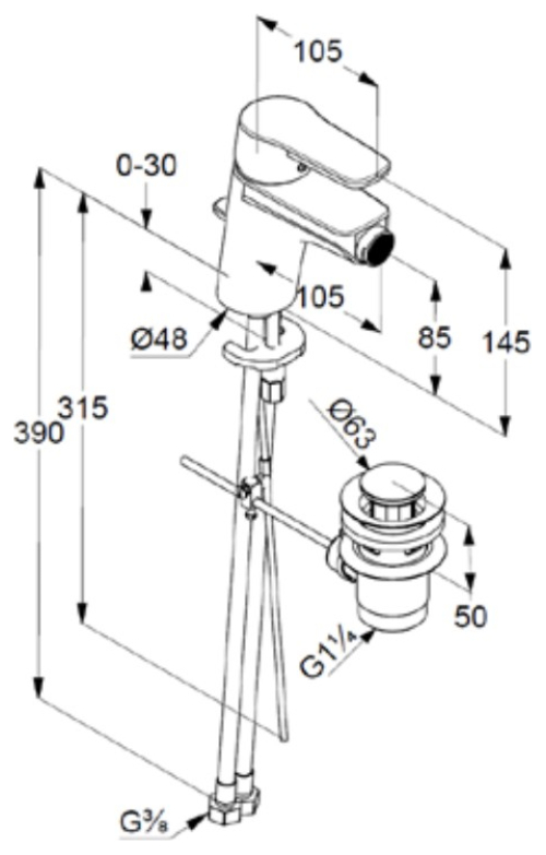 VIGOUR Einhand-Bidetbatterie derby V3 mit Ablaufgarnitur verchromt