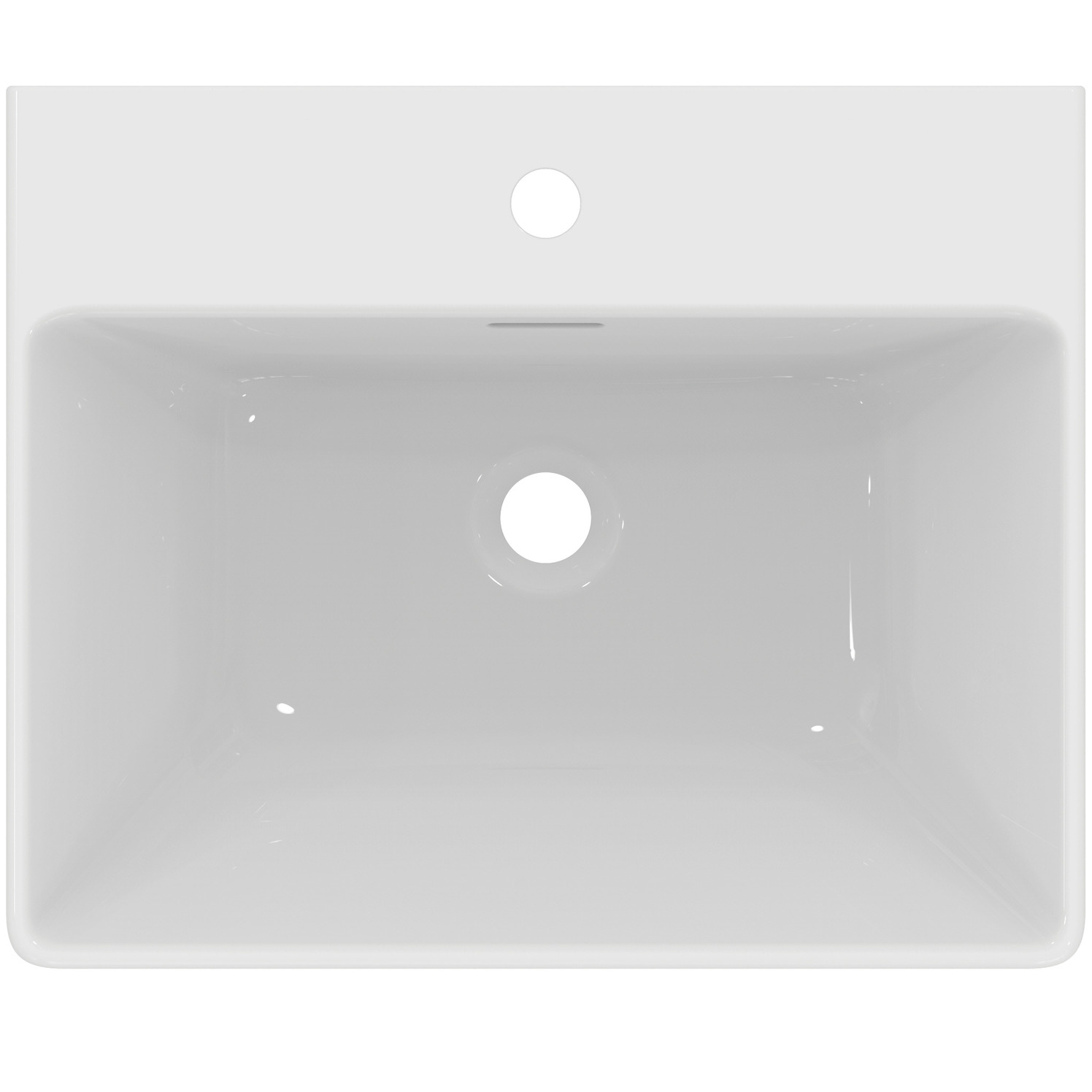 VIGOUR Waschtisch derby V3 edge 55x45cm PflegetectPlus weiss mit Hahnloch und Überlauf