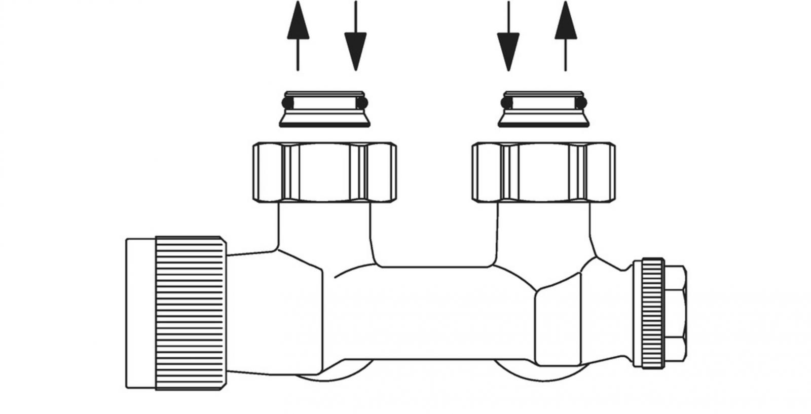Oventrop Anschlussarmatur Multiblock T 50mm, 3/4'' ÜM x 3/4'' AG, Eckform 1184014 - Bild 2