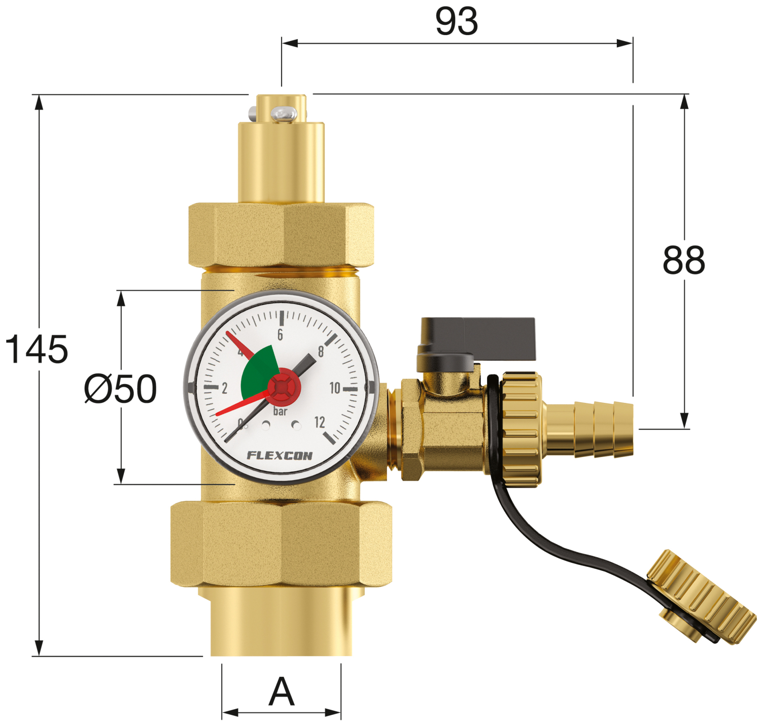 Flamco Anschlussgruppe Flexcon 1 mit Manometer und Absperrventil