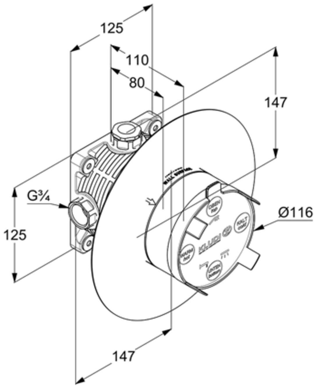 Kludi Unterputzteil FLEXX.BOXX universal DN20 für UP-Bade-und Brausebatterie und Themostat 88011 - Bild 3