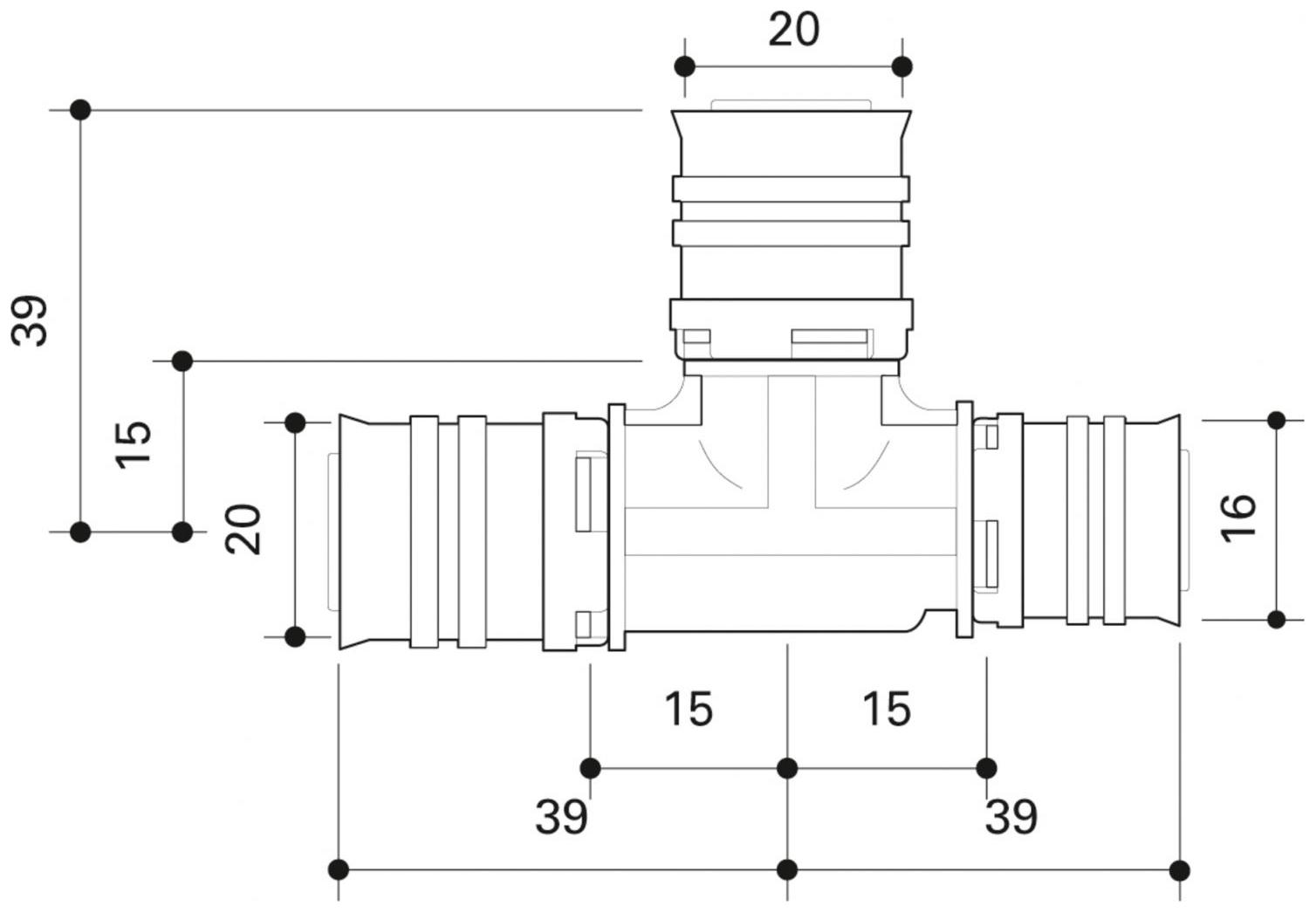 CONEL Connect MV2 T-Stück 20x20x16 mm CCMVT202016N - Bild 2