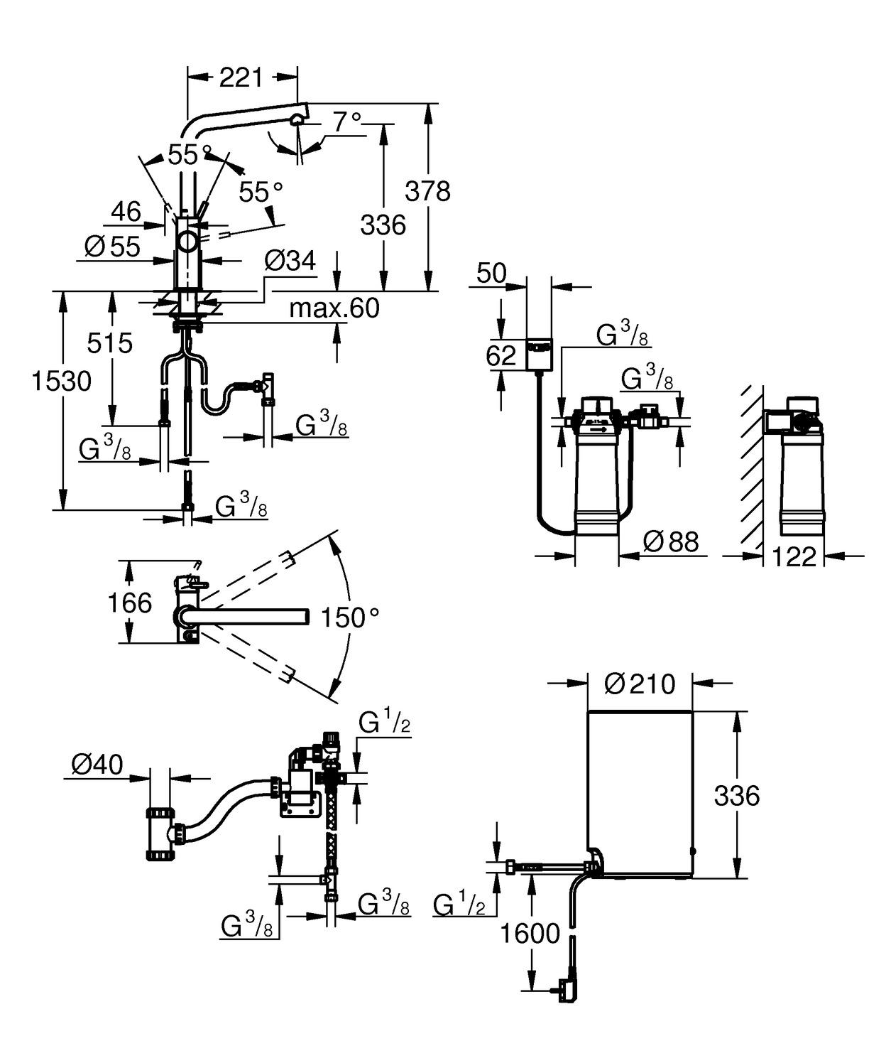 GROHE Red Duo Küchenarmatur und Boiler M-Size L-Auslauf chrom 30327001 - Bild 5