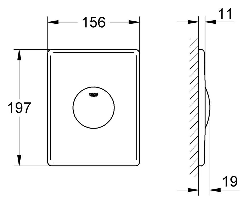 GROHE Skate Betätigungsplatte verchromt, senkrecht Montage 37547000