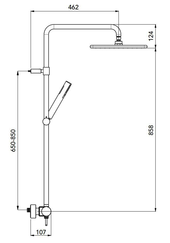 Nikles Duschsystem 24 mit Brausebatterie, Kopfbrause 300mm, Handbrause Stilo Duo, verchromt/carbon - Bild 2