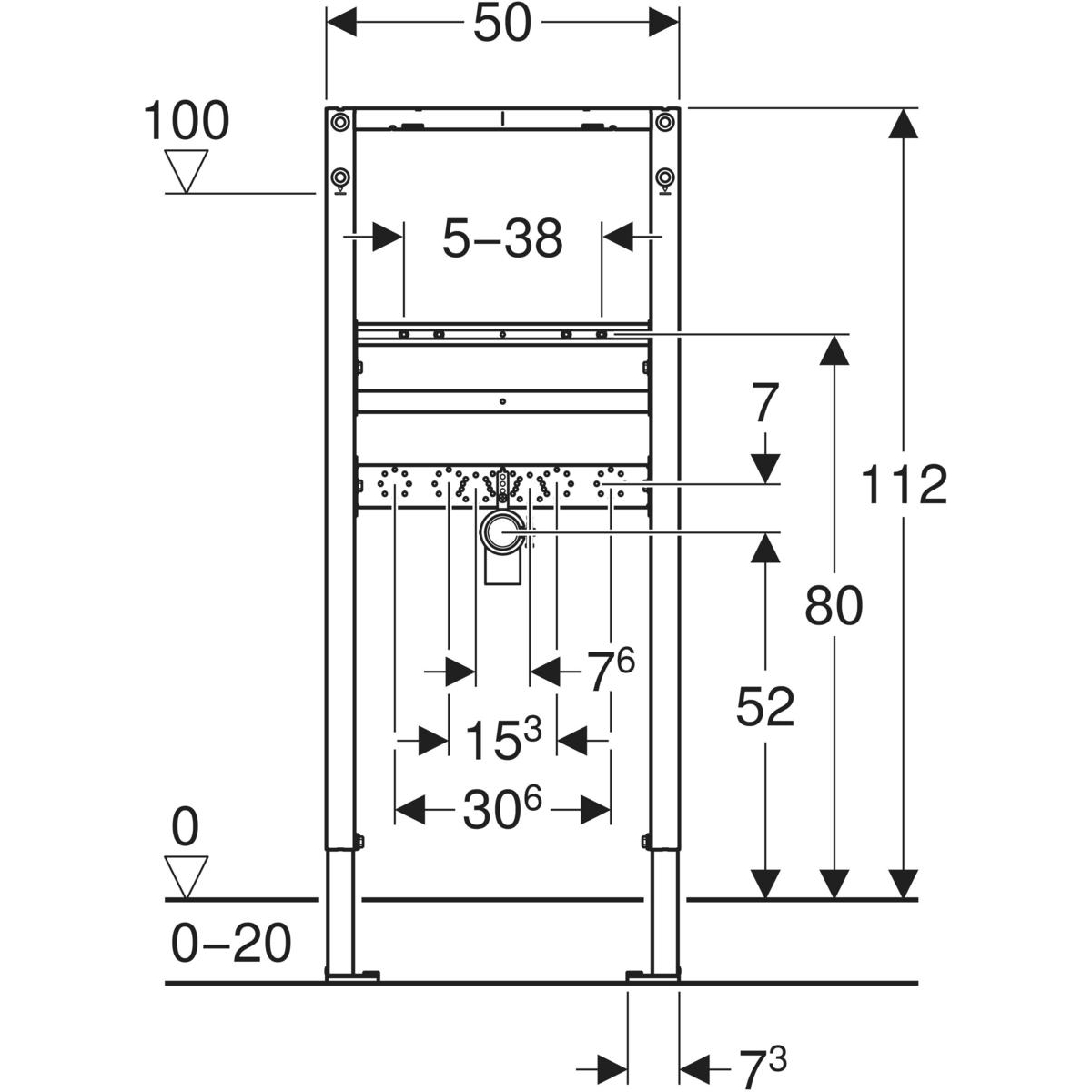 Geberit Duofix Basic Waschtisch Bauhöhe 112 cm für Einlochbatterie mit Wandanker 458.404.00.2