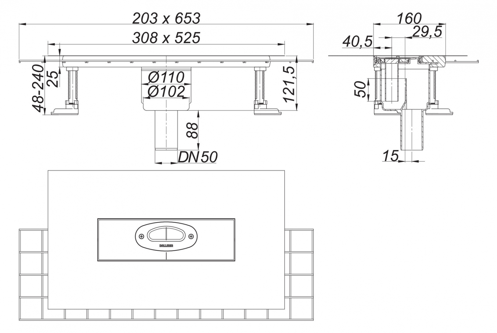 DALLMER Ablaufgehäuse CeraFlex DN 50 Ablaufstutzen senkrecht 537164 - Bild 2
