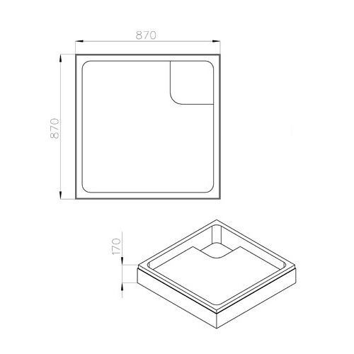 Duschwannenträger 87x87x17cm, für Duschwanne 90x90x6,5 cm quadratisch extraflach - Bild 2