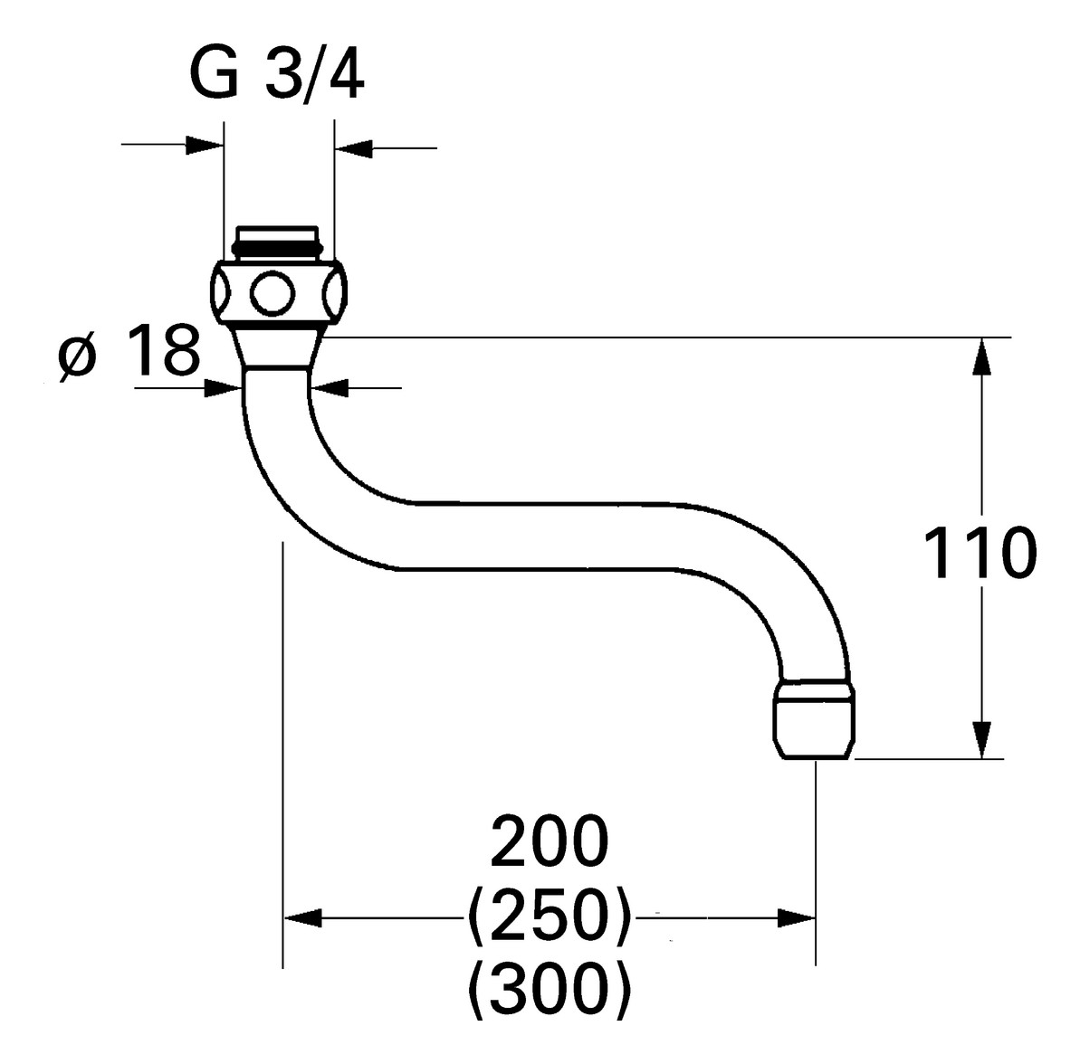 GROHE S-Auslauf Atlanta DN15 Ausladung 200mm chrom 13084000 - Bild 3