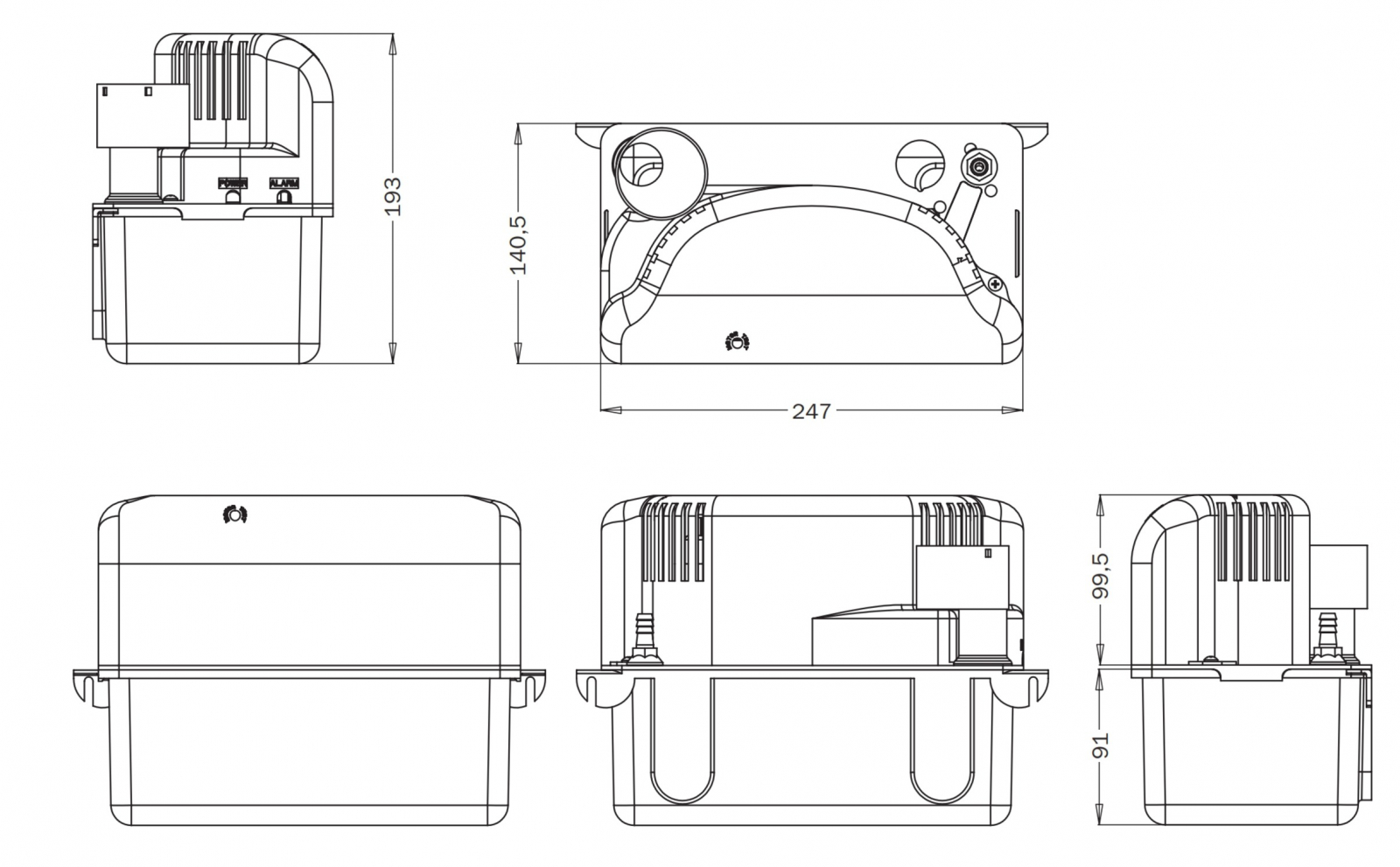 CONEL Kondensatpumpe FLOW Förderhöhe 6m, mit Schlauch, Zu- und Ablaufadapter - Bild 3