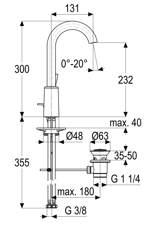 VIGOUR individual Waschtischbatterie GRACE C-Auslauf mit Ablaufgarnitur schwarzmatt - Bild 2