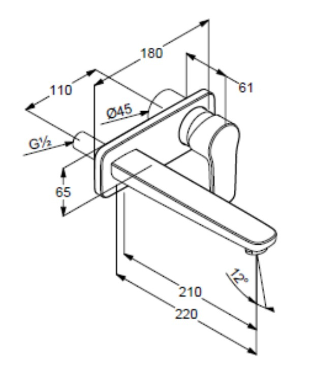 VIGOUR Farbset Waschtisch-Wandarmatur derby V3 Auslauf 220mm verchromt