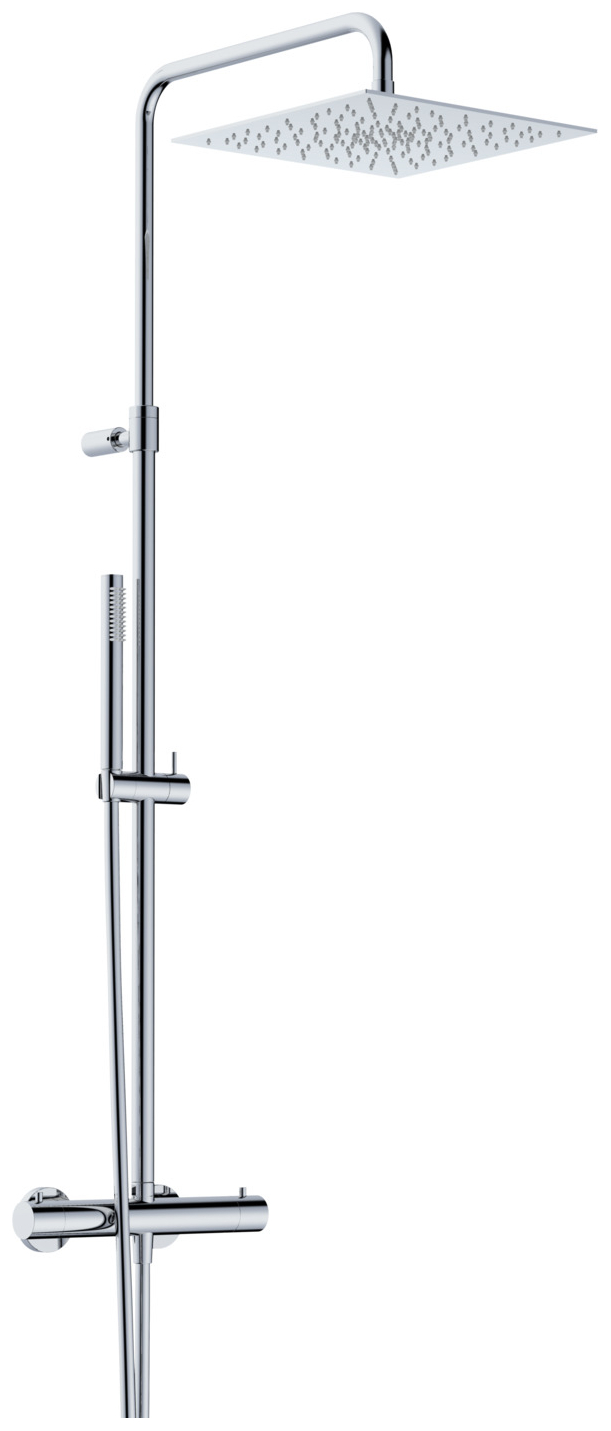 VIGOUR Duschsystem V4 Thermostat Kopfbrause 310mm edge Stabhandbrause und Schlauch verchromt