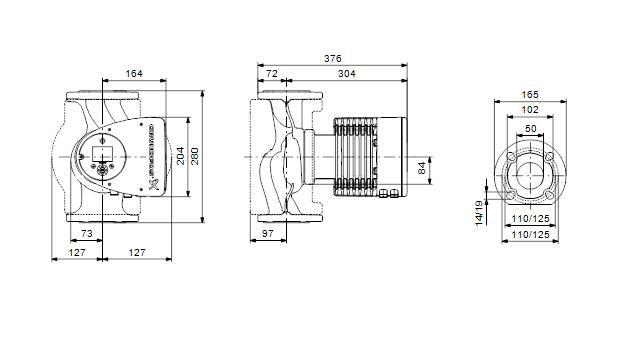 Grundfos MAGNA3 50-150F Hocheffizienz-Umwälzpumpe DN 50 BL 280 mm 97924664 - Bild 2