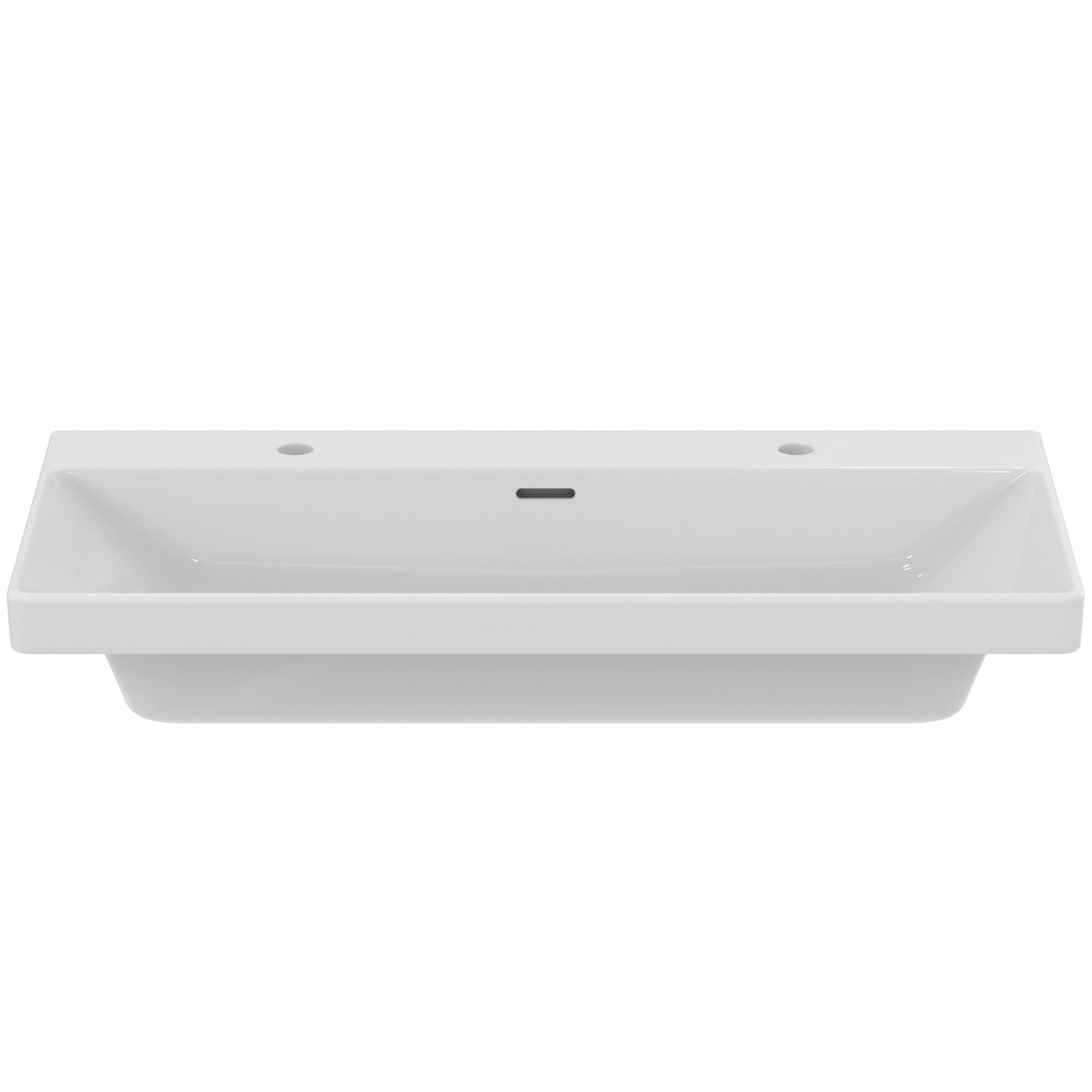 VIGOUR Möbelwaschtisch derby V3 100x48cm PflegetectPlus weiss, 2 Hahnlöcher mit Überlauf