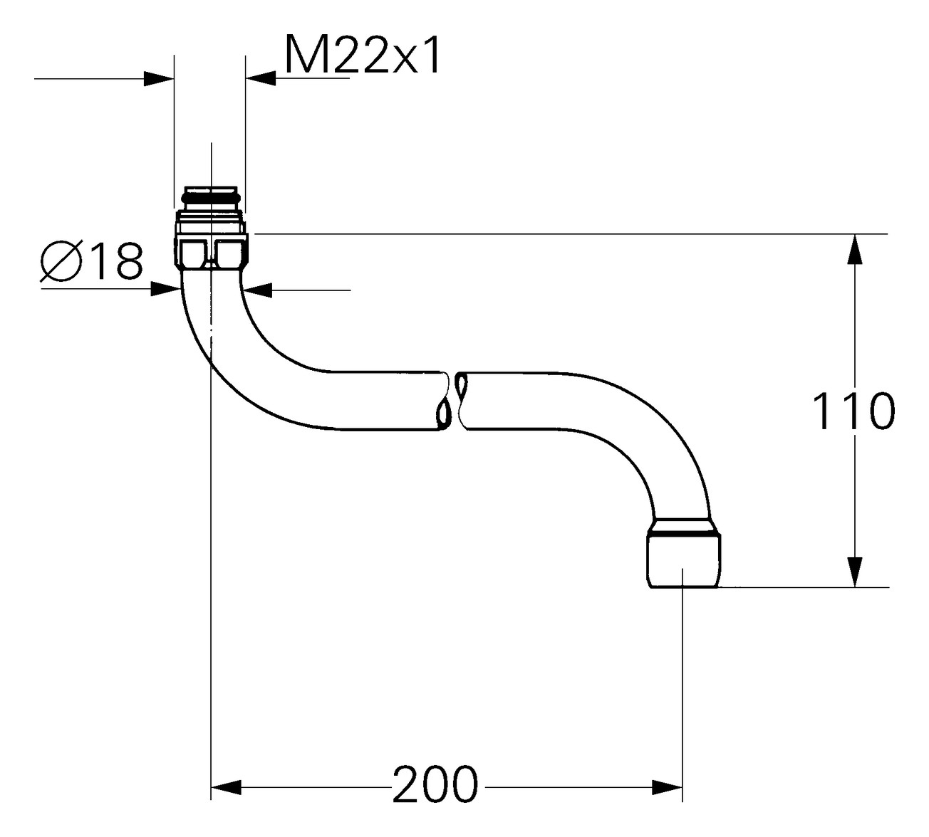 GROHE Rohrauslauf Costa Ausladung 200mm schwenkbar 13051000 - Bild 3