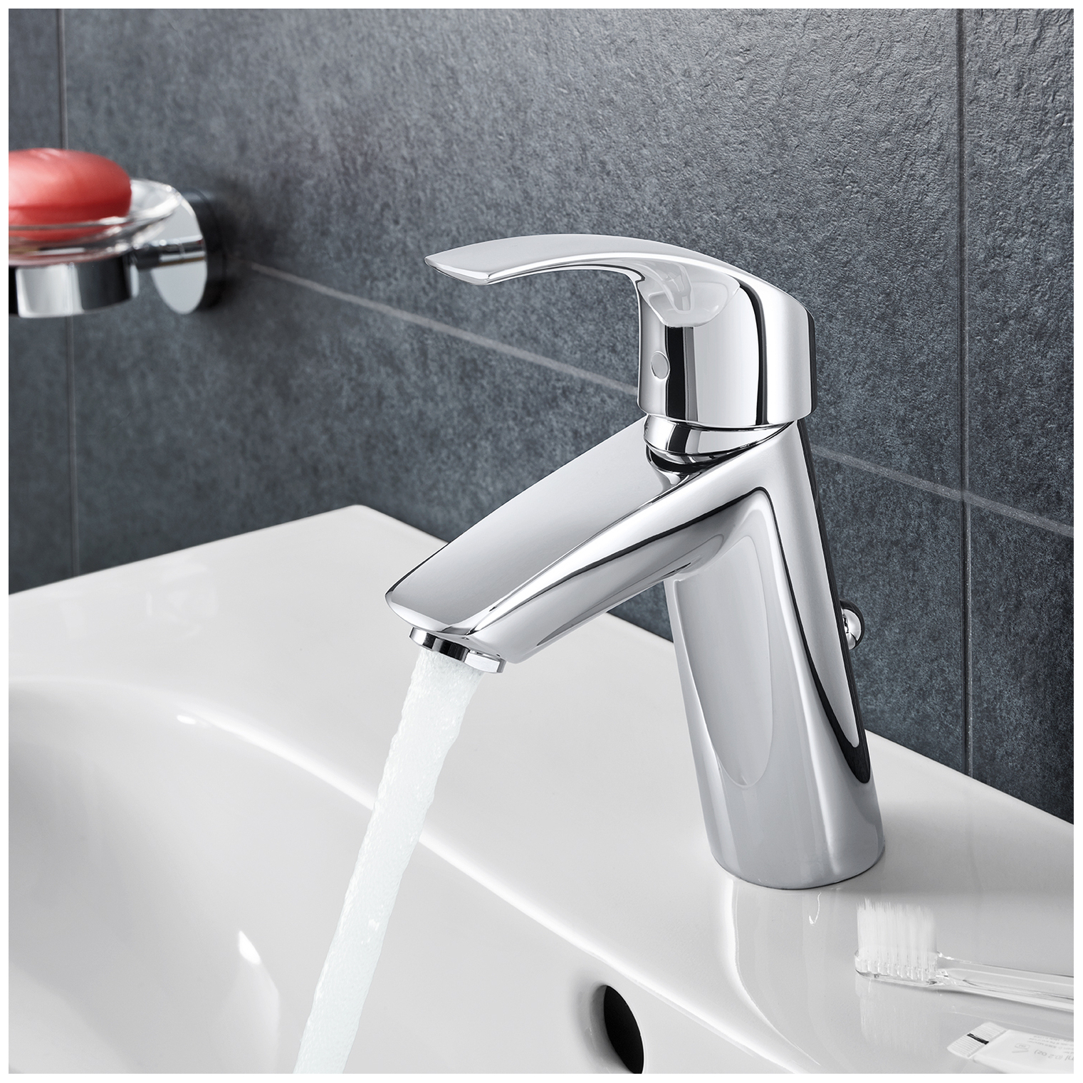 GROHE Eurosmart Waschtischbatterie mittelhoch chrom mit Zustangen-Ablaufgarnitur 23322001 - Bild 3
