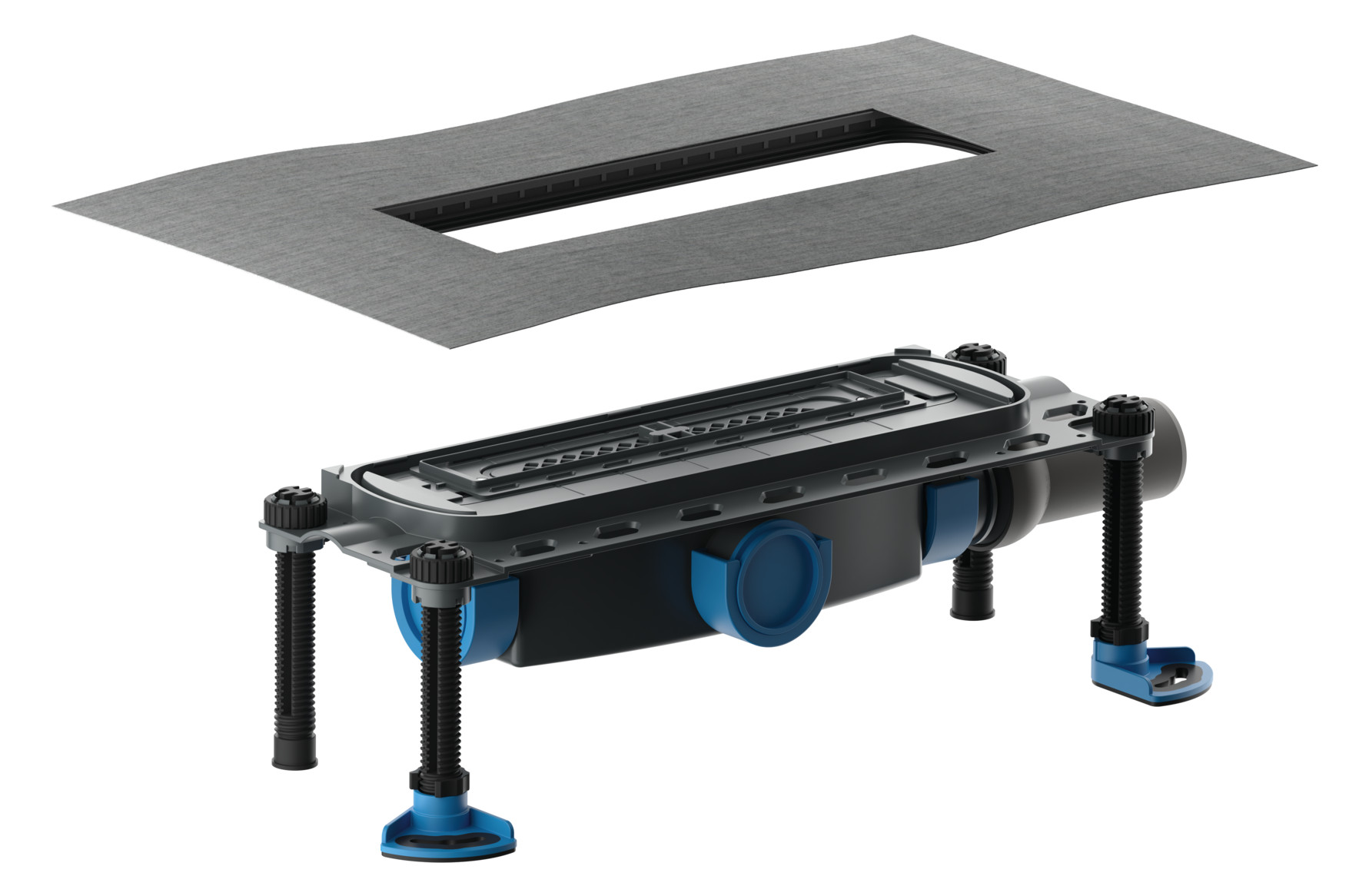 DALLMER DallFlex 2.0 Ablaufgehäuse Plan DN 50 (BH 90–238 mm) für CeraWall, CeraFloor, CeraFrame