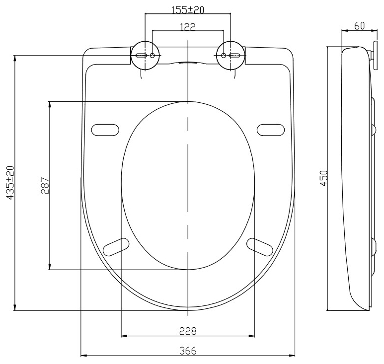 VIGOUR WC-Sitz clivia CLSI weiss mit Edelstahlscharnier abnehmbar - Bild 6