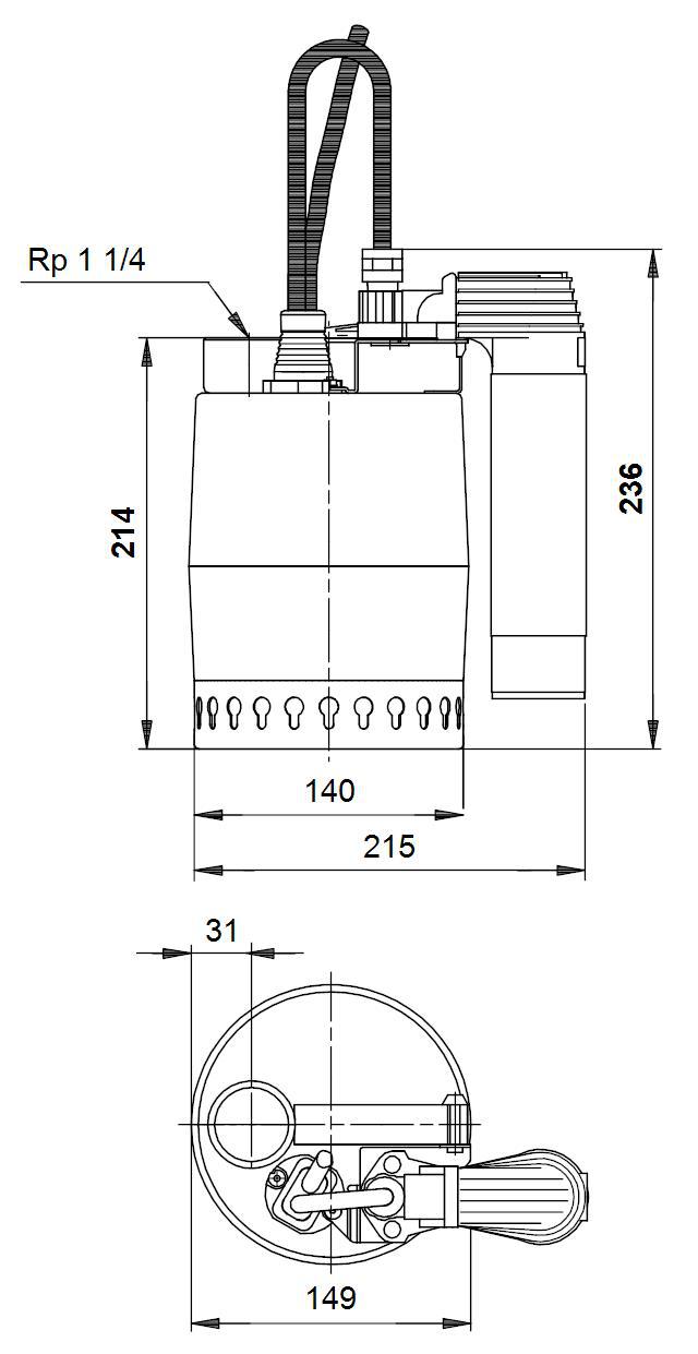 Grundfos Unilift Kellerentwässerungspumpe KP150-AV-1, 11/4'', FH 5,5m, mit Sensorsteuerung 011H1400 - Bild 2