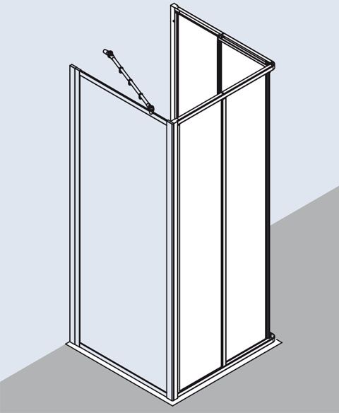 Kermi Nova 2000 Eckeinstieg-Halbteil ED2 750x1850 mm, Kerolan Fontana hell, Profil silber mattglanz - Bild 2