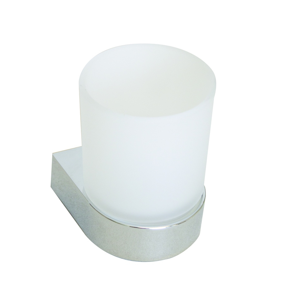 VIGOUR Glashalter derby V3 verchromt mit Bleikristallglas matt