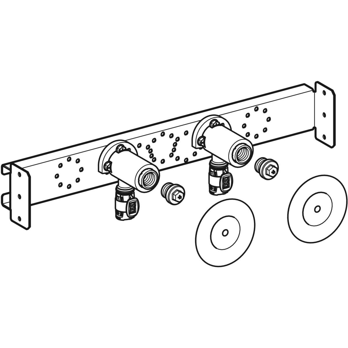 Geberit FlowFit Anschlusswinkel 90° 20mm x Rp 1/2'' vormontiert 2-fach Rotguss+ 619.671.00.1 - Bild 2