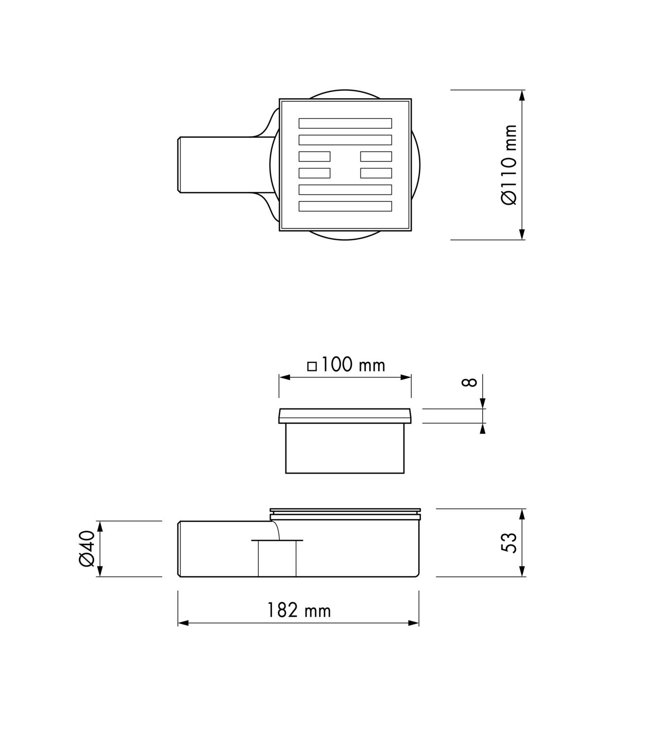 VIGOUR Punktablauf individual 2.0, 10x10cm Abgang extraflach, Edelstahl gebürstet - Bild 2