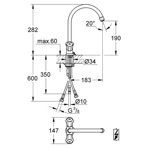 Grohe Costa Spültischbatterie Niederdruck chrom 31930001 - Bild 3