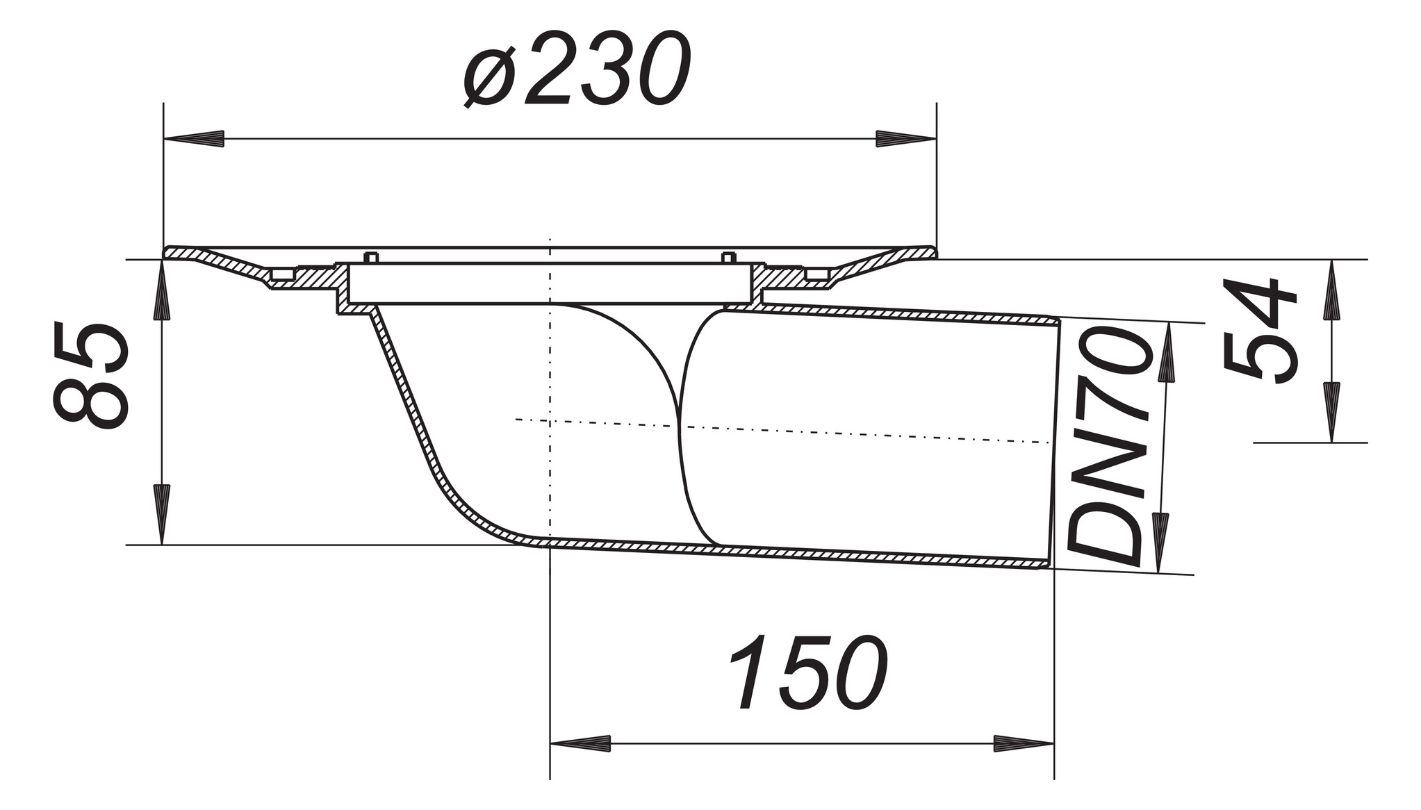 DALLMER Balkonablaufgehäuse 83 Ablauf seitlich DN 70 Nr. 830043 - Bild 2