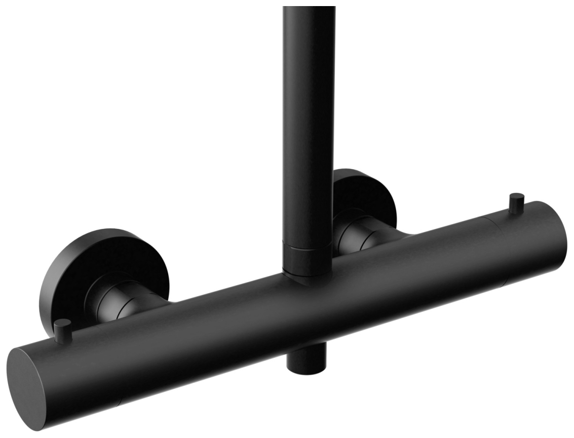 VIGOUR Duschsystem V4 Thermostat Kopfbrause 410mm edge Stabhandbrause und Schlauch schwarz matt