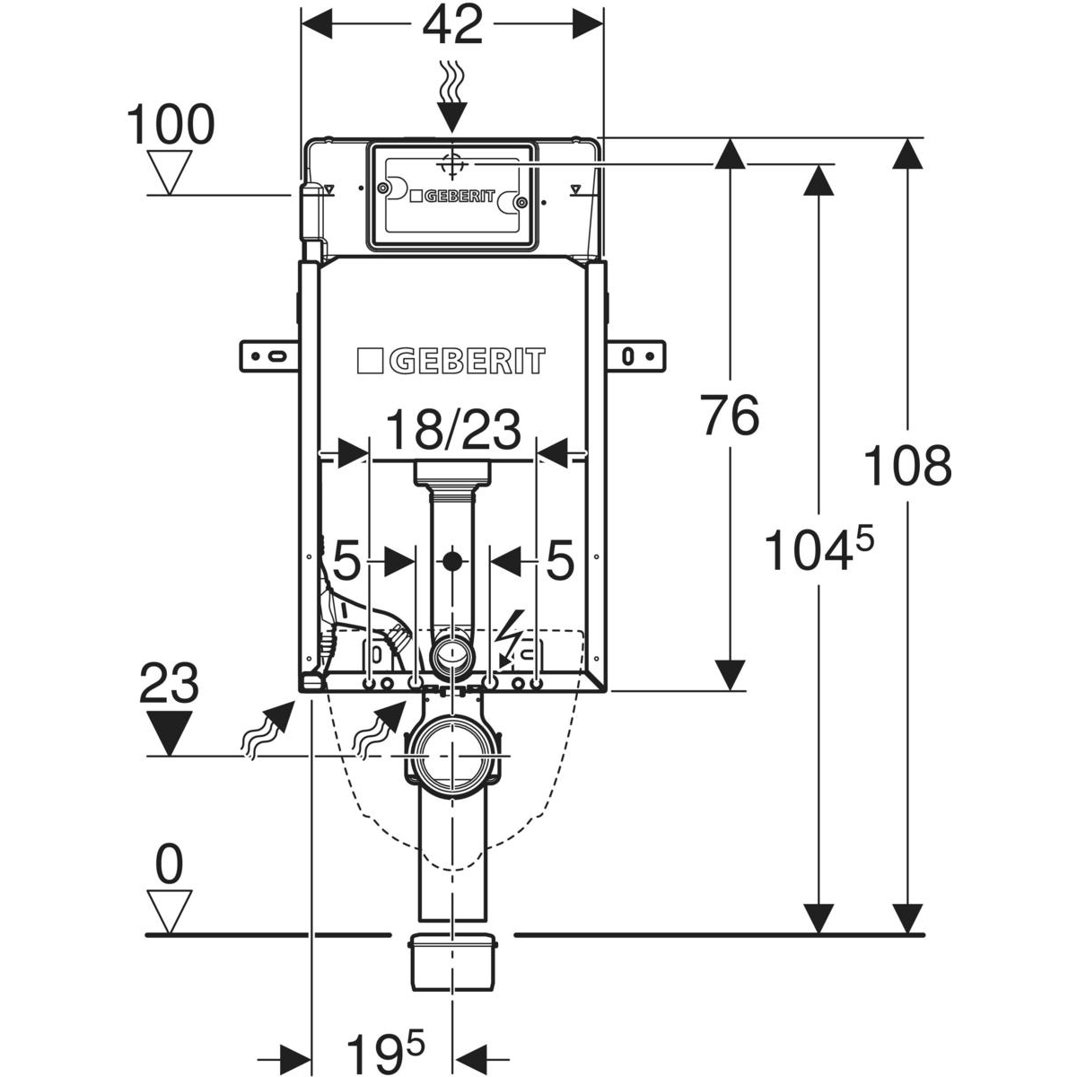 Geberit Kombifix Spülkasten Delta Bauhöhe 108 cm für Wand-WC für Nassbaumontage 110.100.00.1 - Bild 3