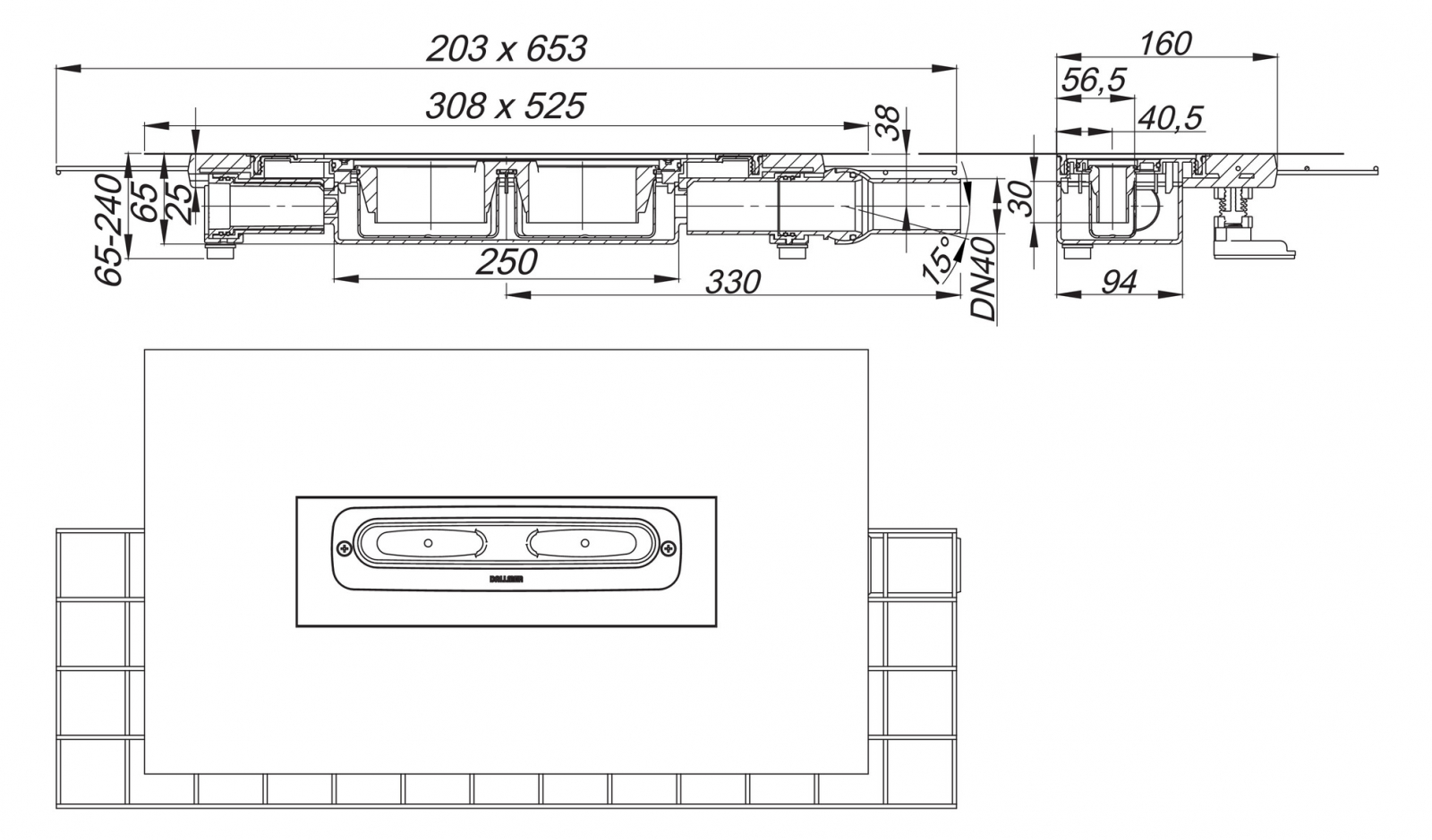 DALLMER Ablaufgehäuse CeraFlex Plan DN 40 mit Kugelgelenk, Bauhöhe 65 mm 537157 - Bild 2