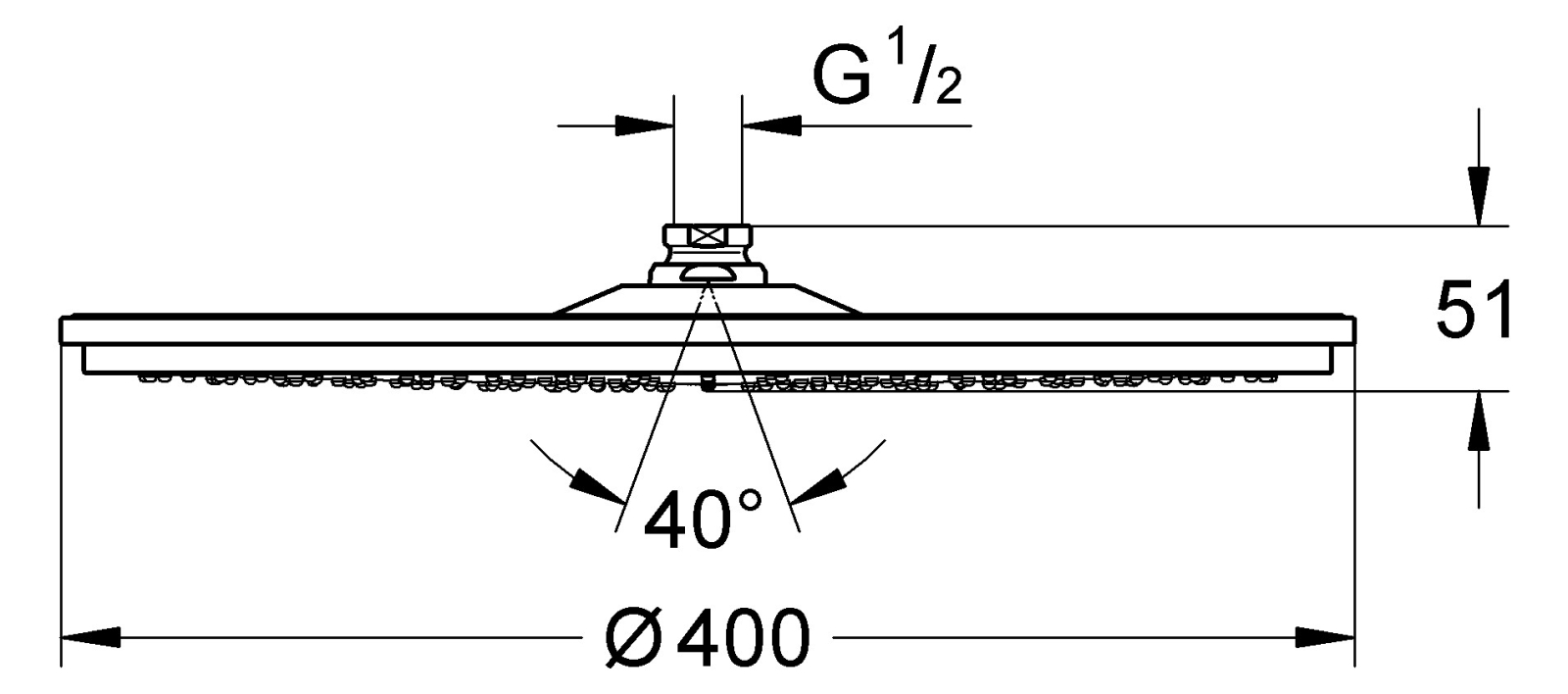 Grohe Kopfbrause jumbo Rainshower verchromt Durchmesser 400mm